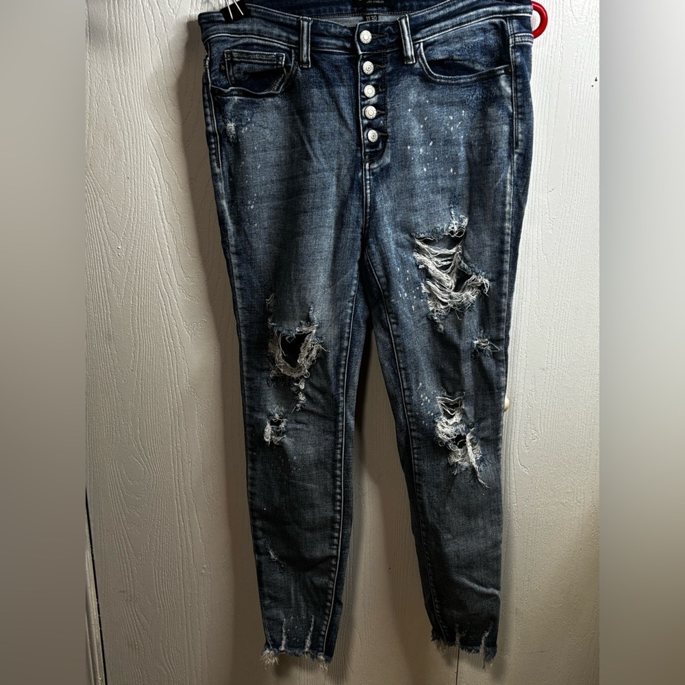 Judy Blue Dark Wash Distressed Skinny Jeans